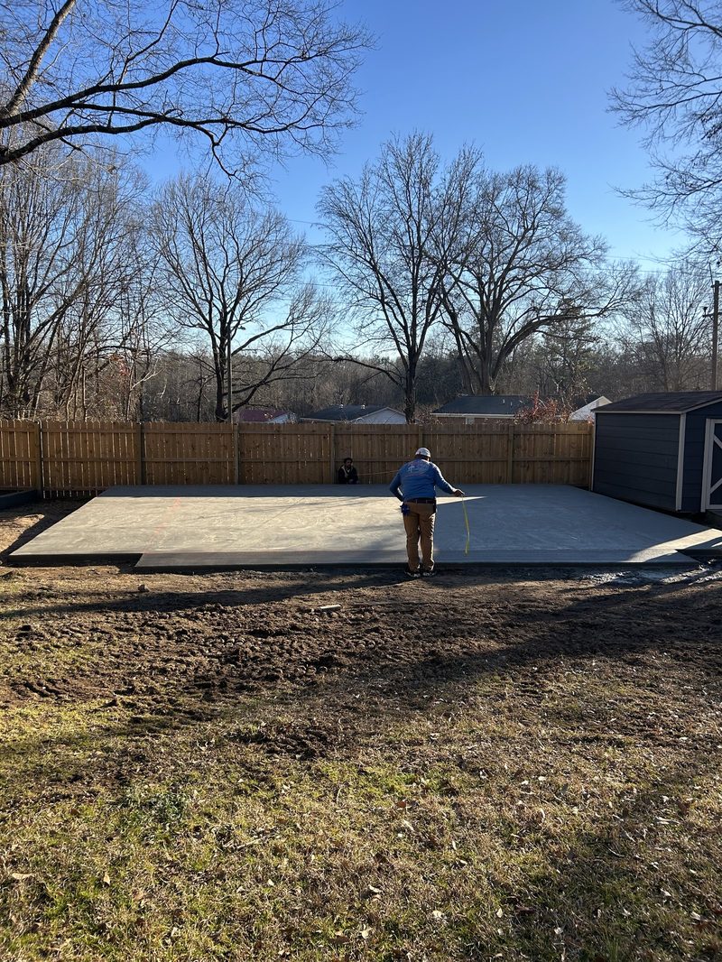Santiz Concrete crew installing a residential concrete pad in Spartanburg SC