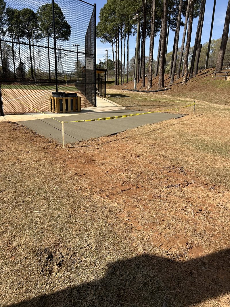 Concrete pad and sidewalk at Ferguson Park Field #3 in Gastonia NC