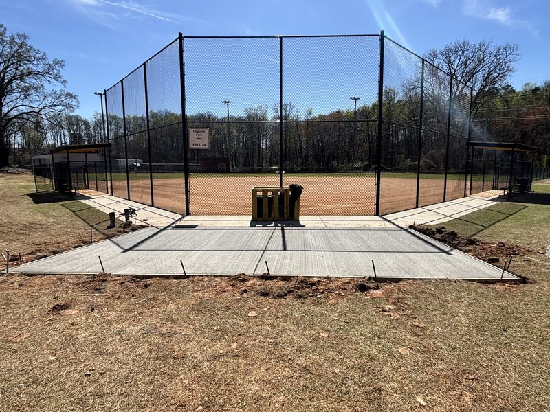 Ferguson Park baseball field concrete pad and sidewalks in Spartanburg SC
