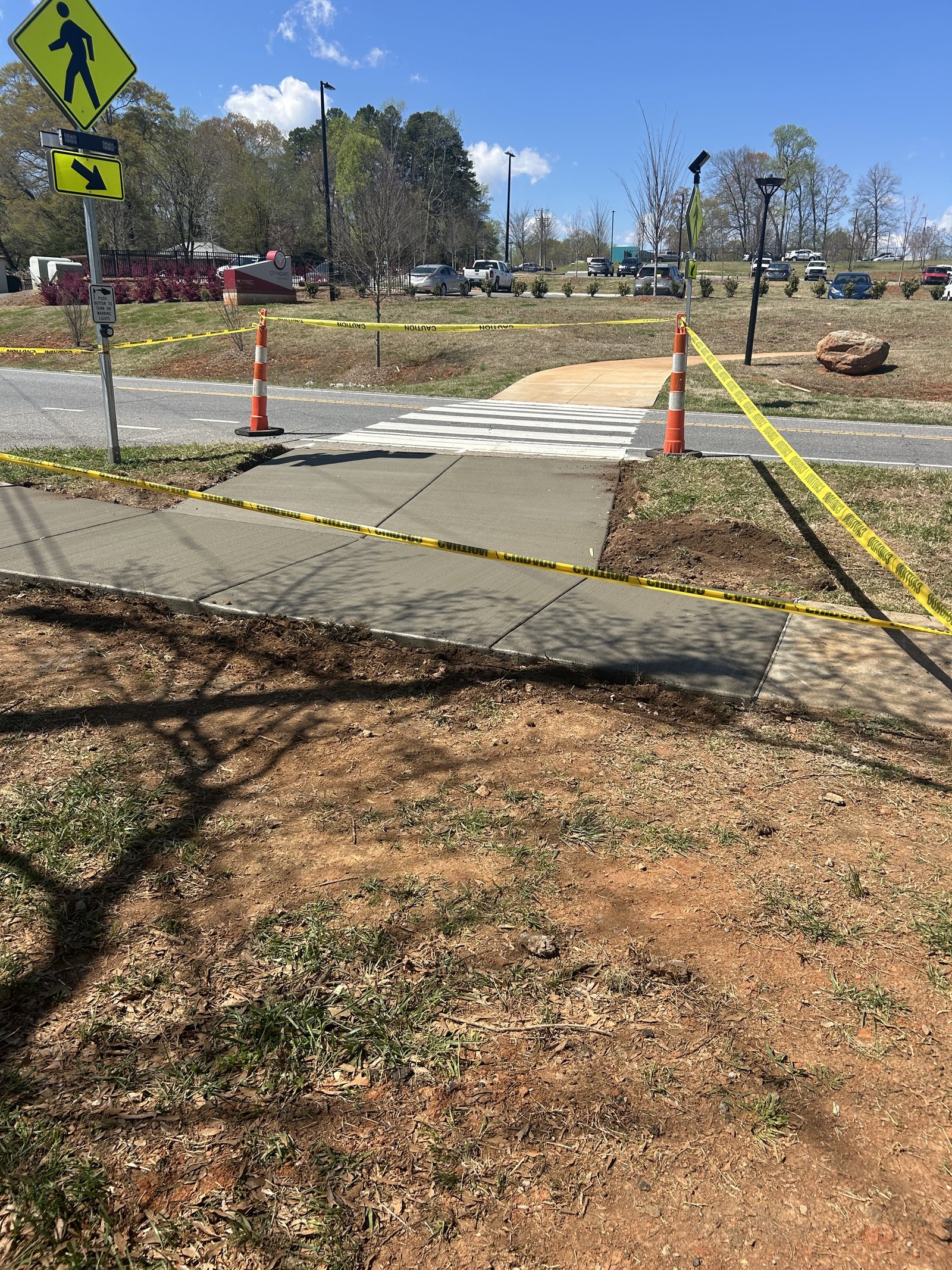 New concrete sidewalk and pedestrian crosswalk installation in Spartanburg SC