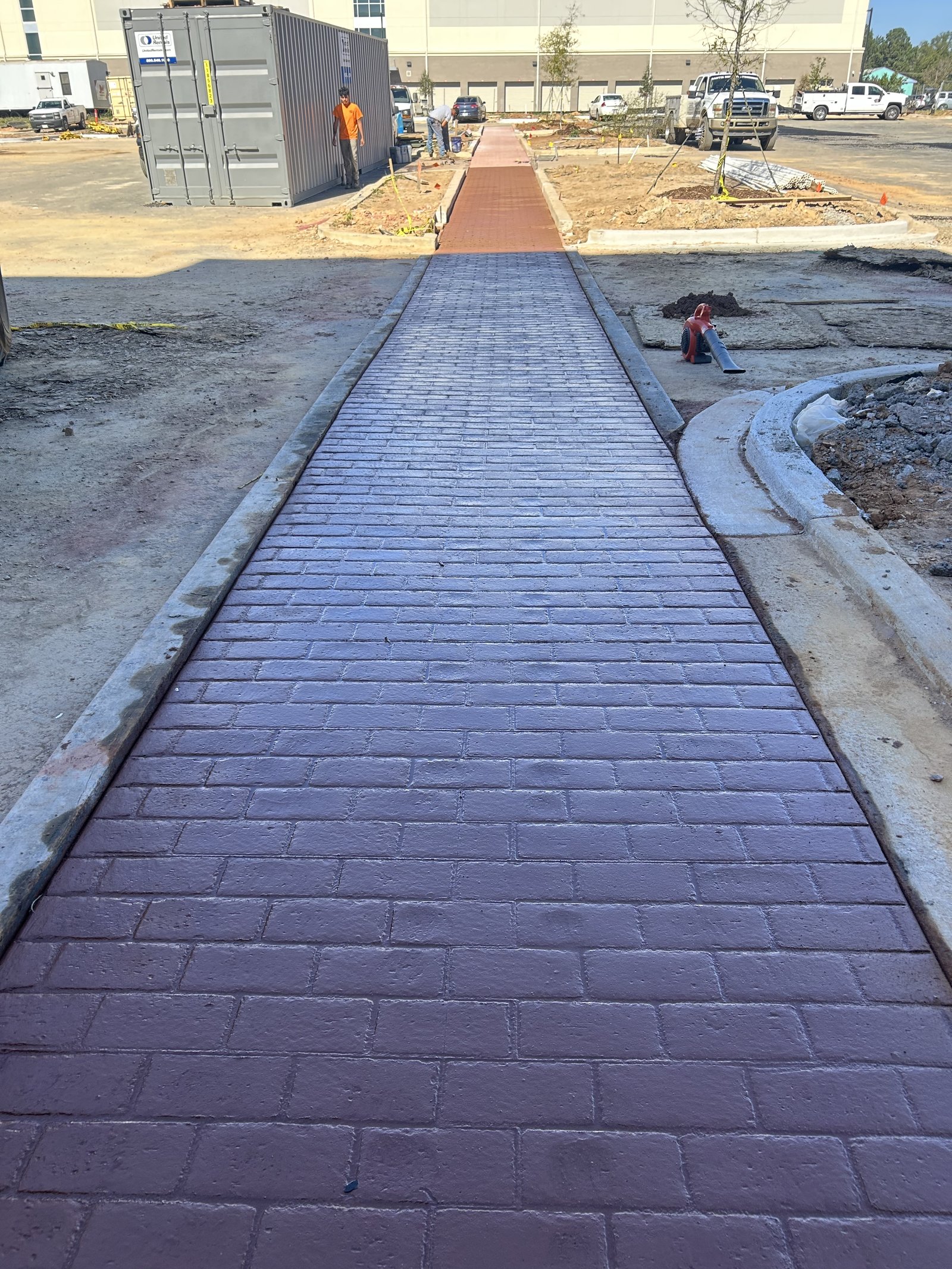 Stamped and colored concrete walkway installation in Spartanburg SC